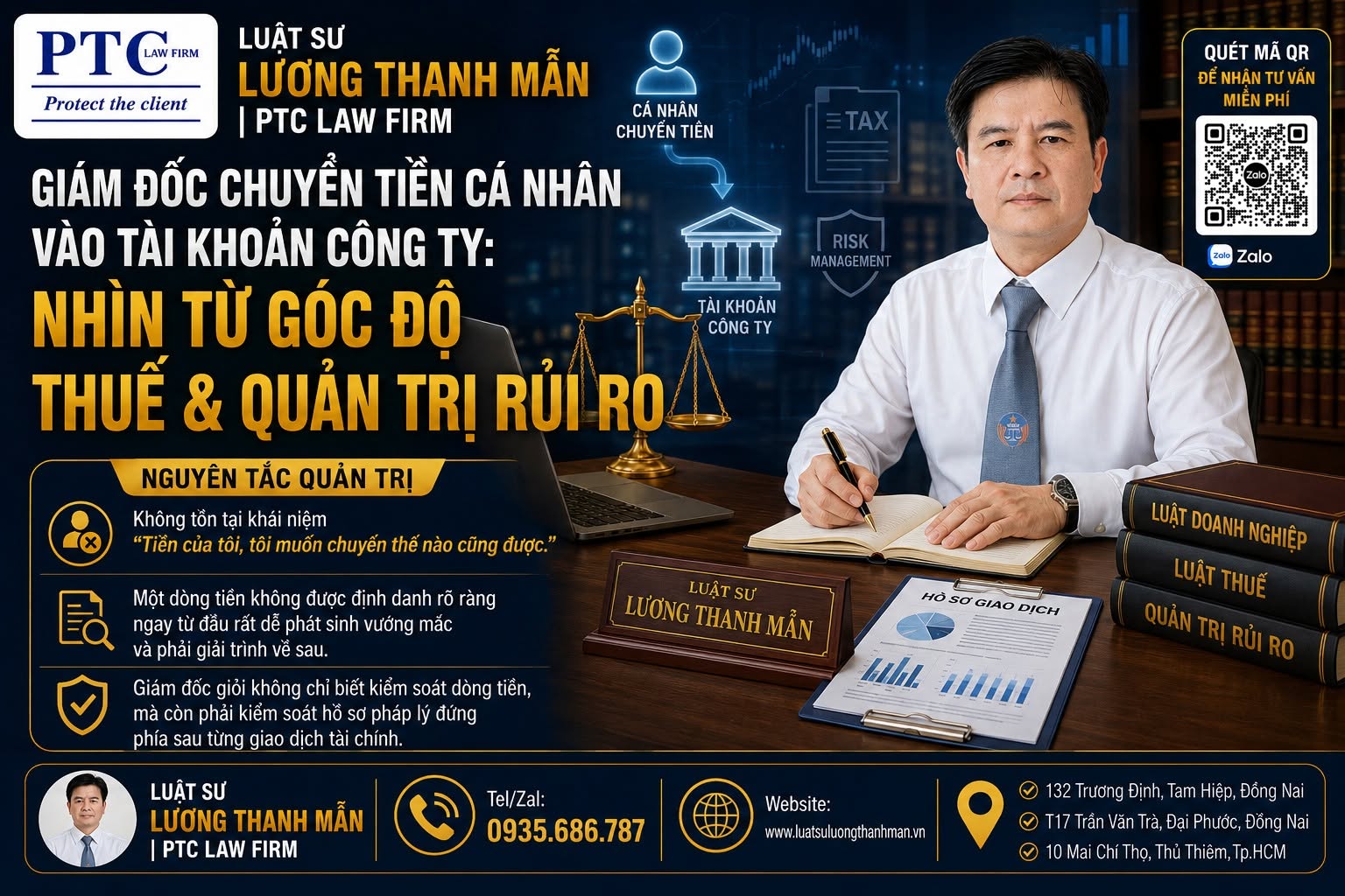 Rủi ro khi giám đốc chuyển tiền cá nhân vào tài khoản